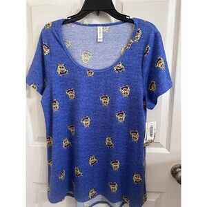 Lularoe Disney Muppets Miss Piggy Graphic Whimsical Blue Short Sleeve T-Shirt L